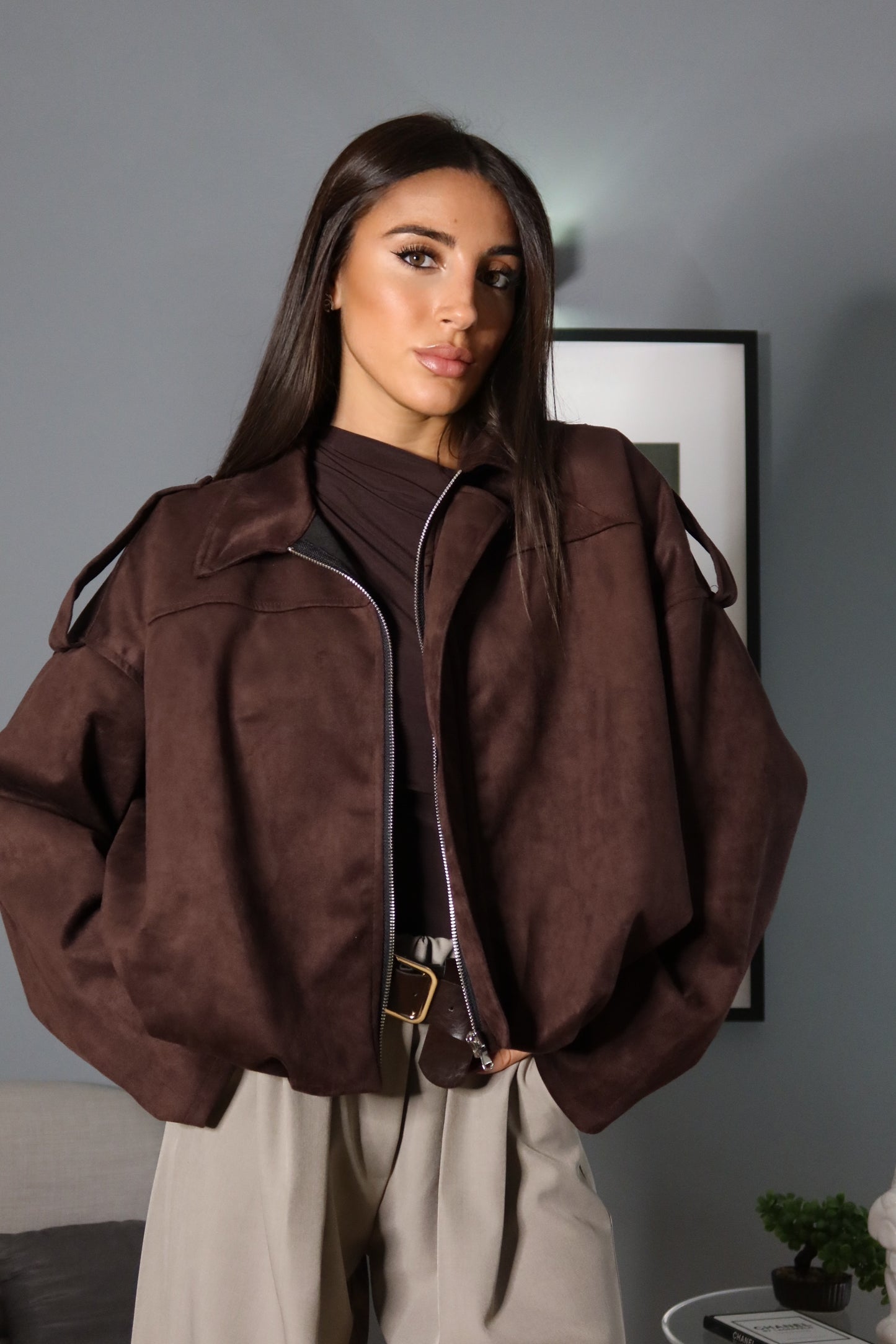 Giubbino Leggero Scamosciato Marrone