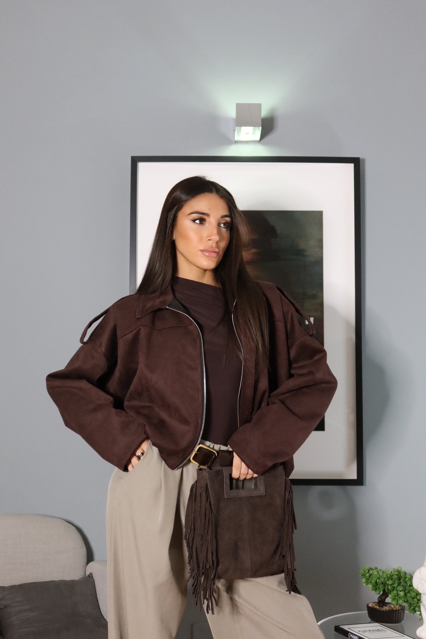 Giubbino Leggero Scamosciato Marrone