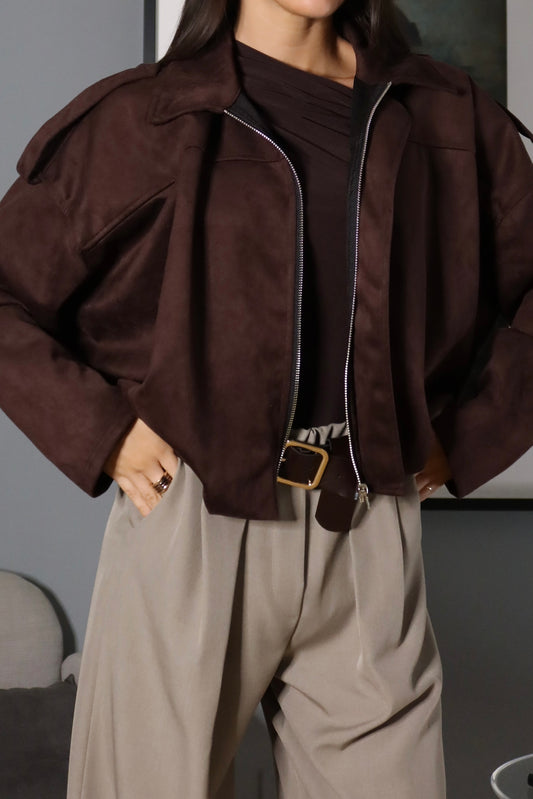 Giubbino Leggero Scamosciato Marrone