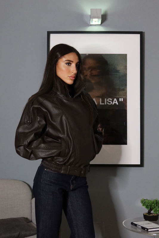 Giubbotto in Ecopelle (marrone / nero)