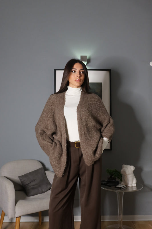 Cardigan Monica (fango / panna)