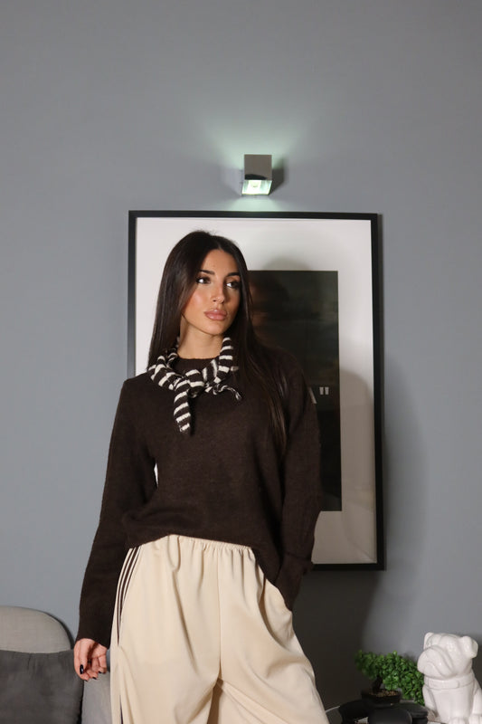 Maglione Chiara Marrone / Panna