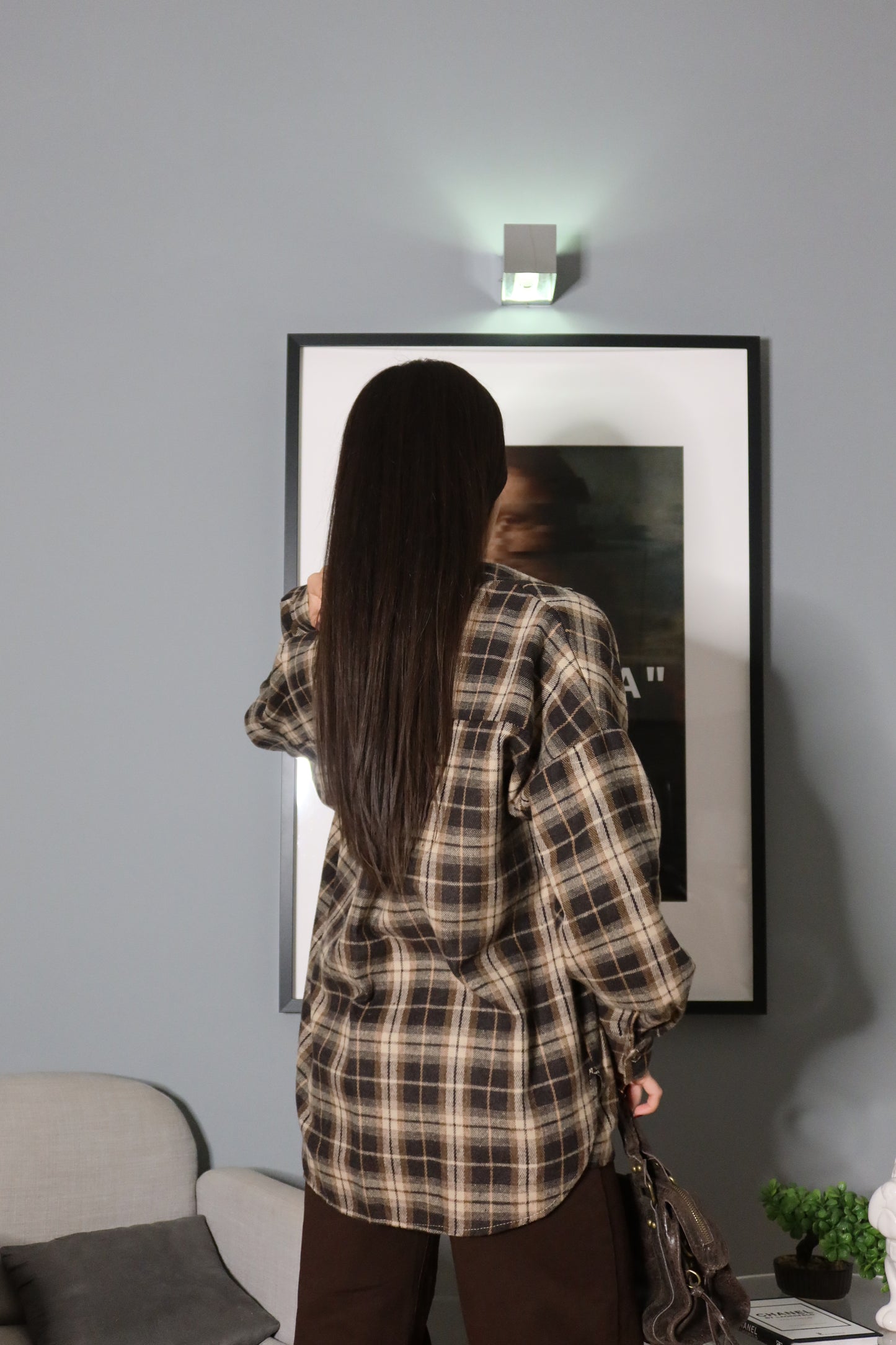 Camicia a quadri (nera / marrone)