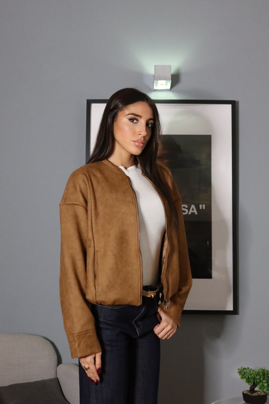 Bomber Scamosciato Cammello
