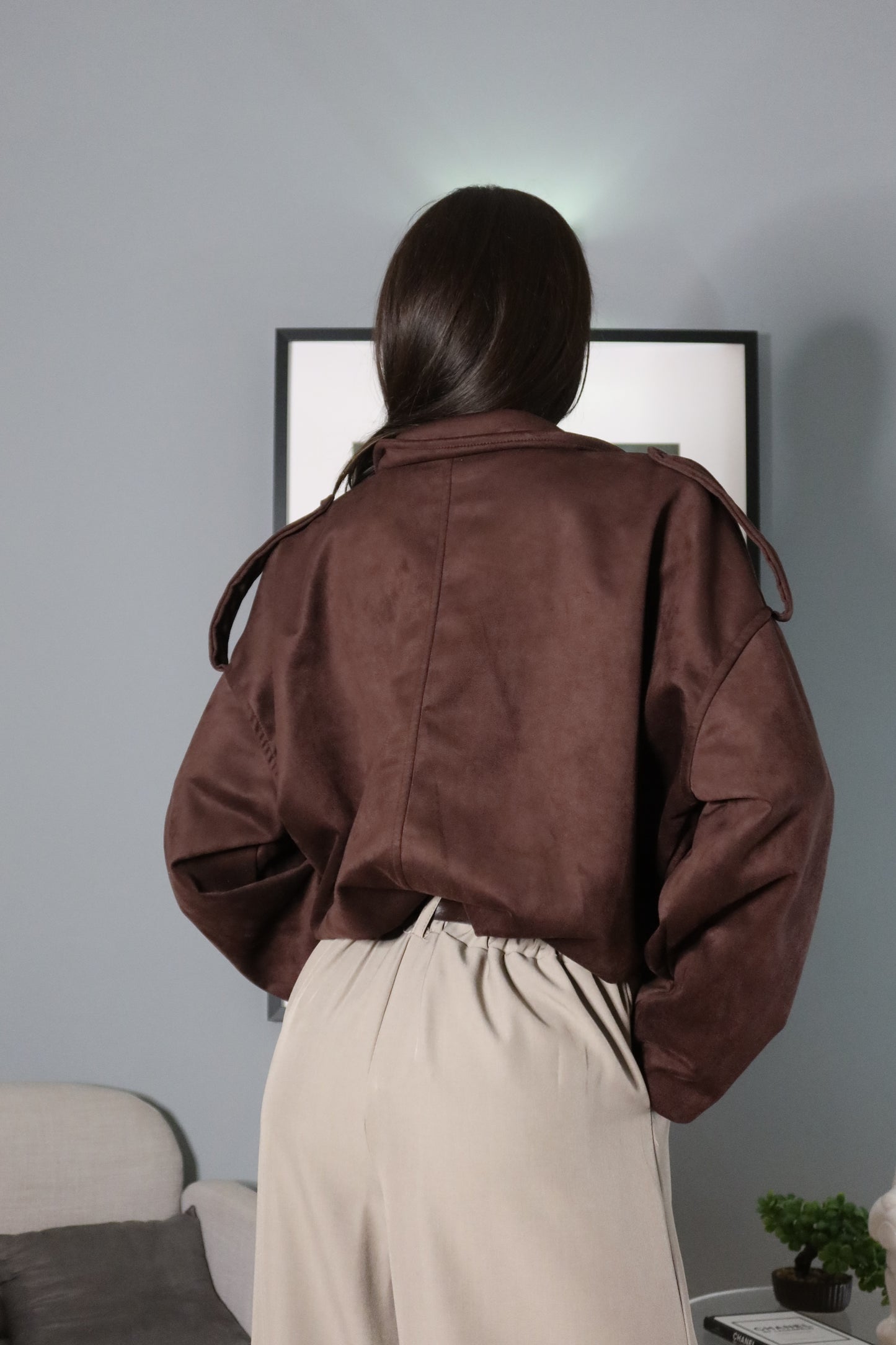 Giubbino Leggero Scamosciato Marrone