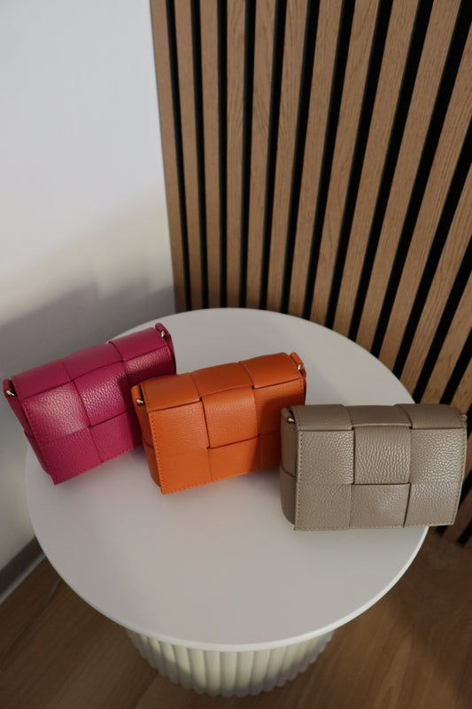 Borsa Pochette Intreccio (arancione / fucsia / beige)