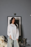Longsleeve Basic (bianco / giallo)