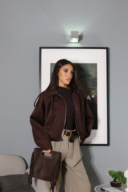 Giubbino Leggero Scamosciato Marrone