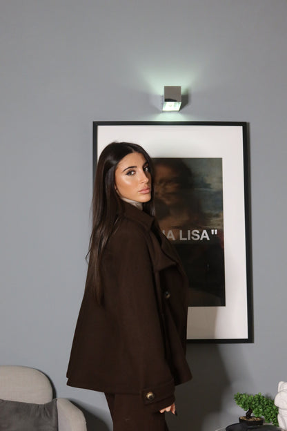 Cappotto corto Giulia Marrone / Panna