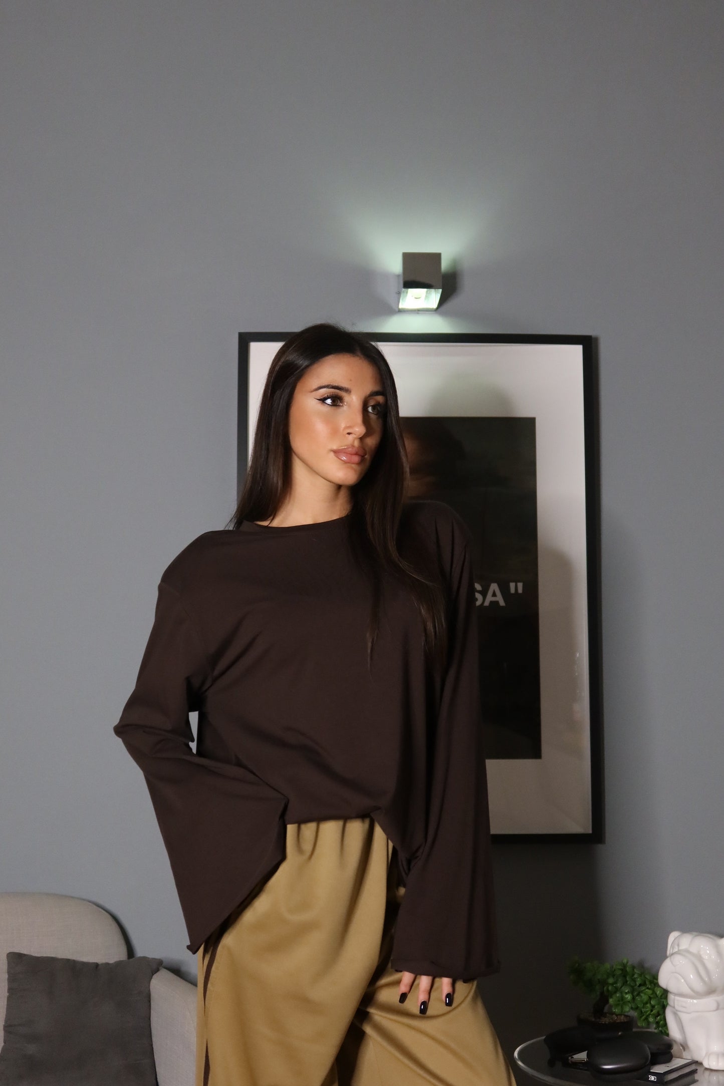 T-shirt con spalline (marrone / nera / bordeaux)