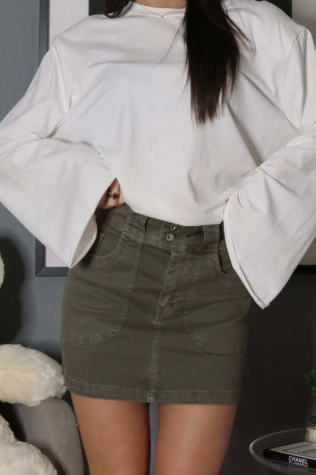 Minigonna Jeans (verde / beige)