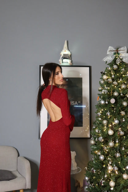 Abito lungo Jenny (nero / rosso)