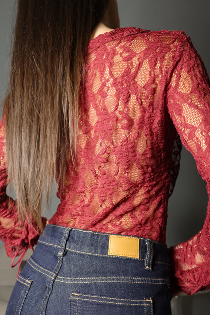 Maglia Clio in pizzo (marrone / bianco / bordeaux / nero)