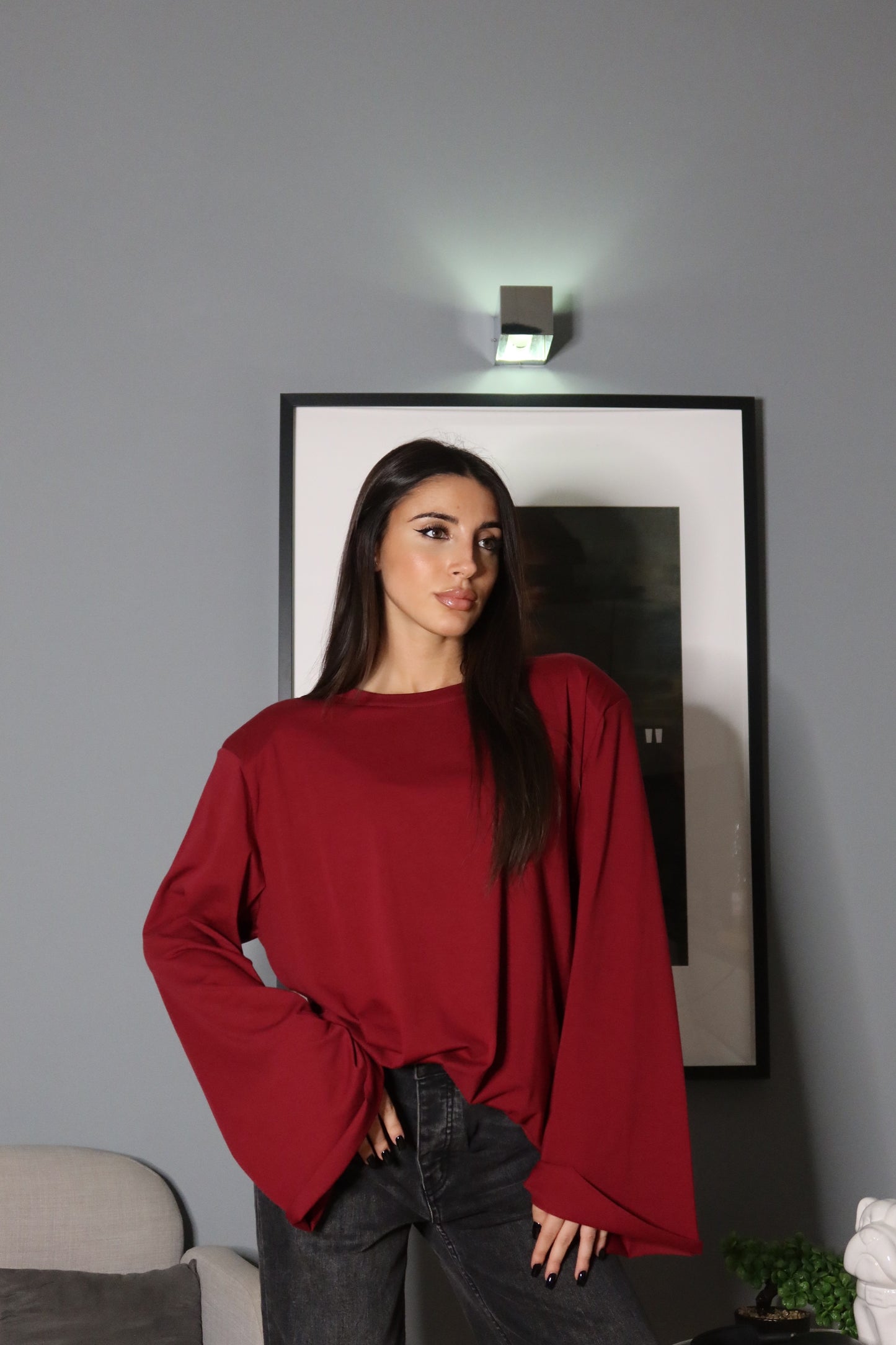 T-shirt con spalline (marrone / nera / bordeaux)