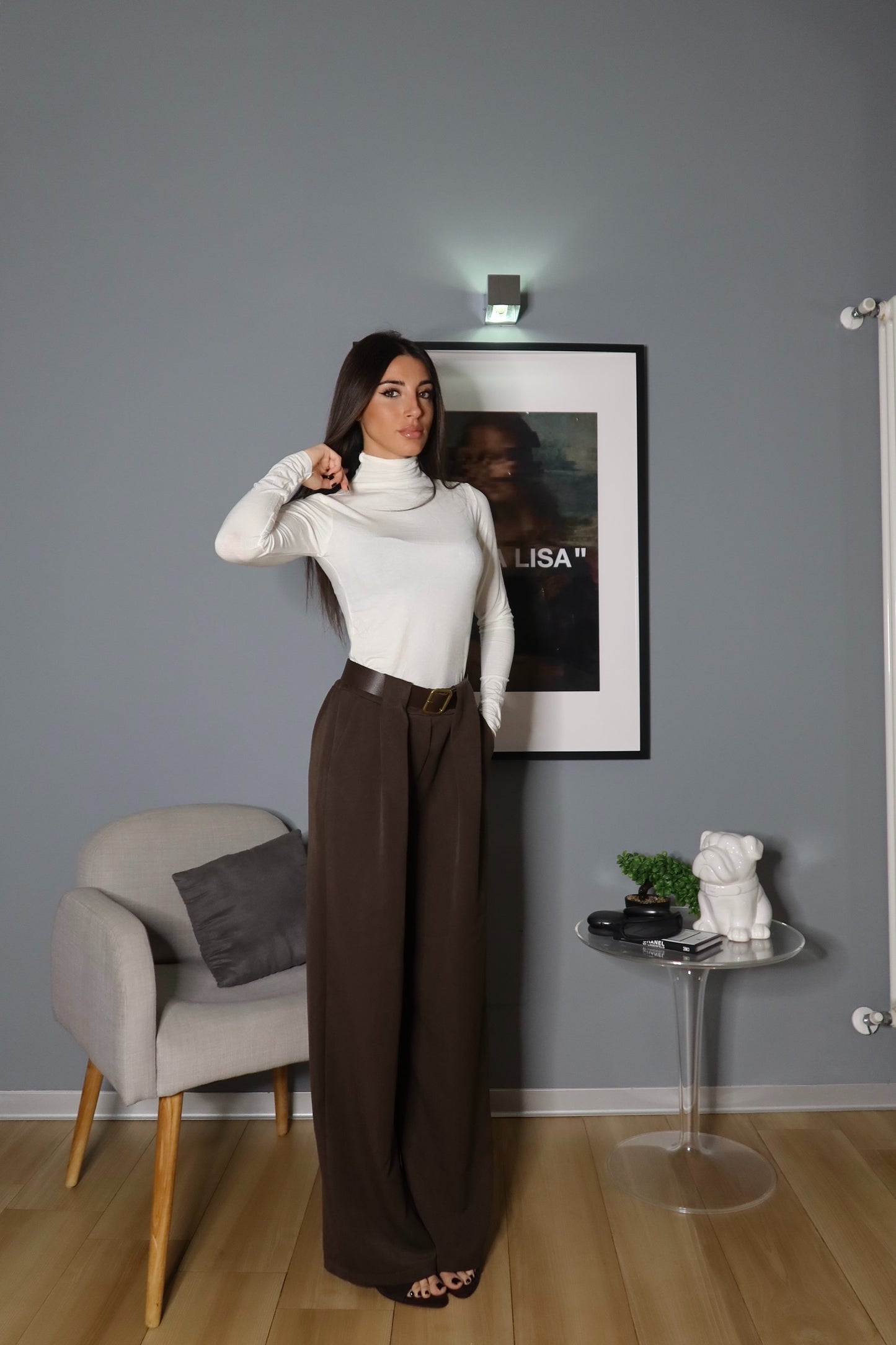 Pantalone con cintura 2 (nero / marrone / fango)