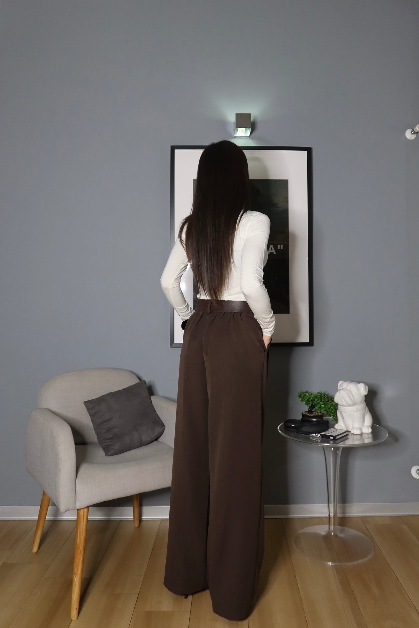 Pantalone con cintura 2 (nero / marrone / fango)