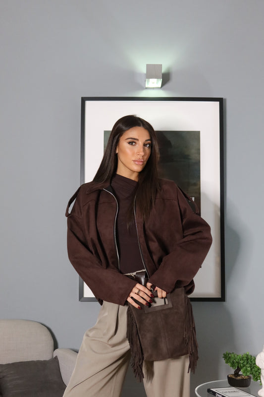 Giubbino Leggero Scamosciato Marrone