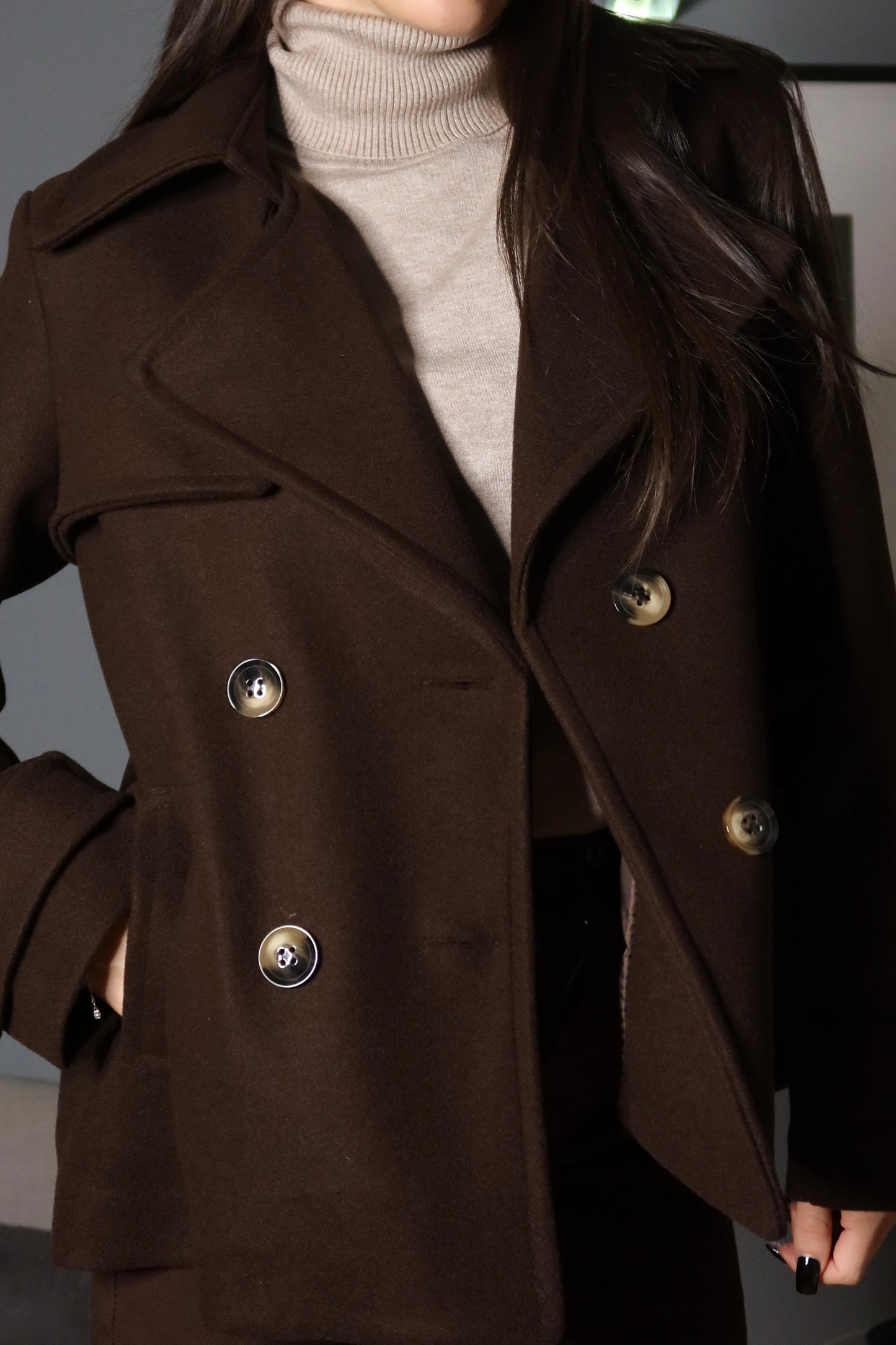 Cappotto corto Giulia Marrone / Panna