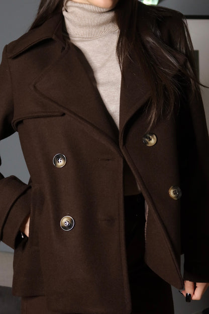 Cappotto corto Giulia Marrone / Panna