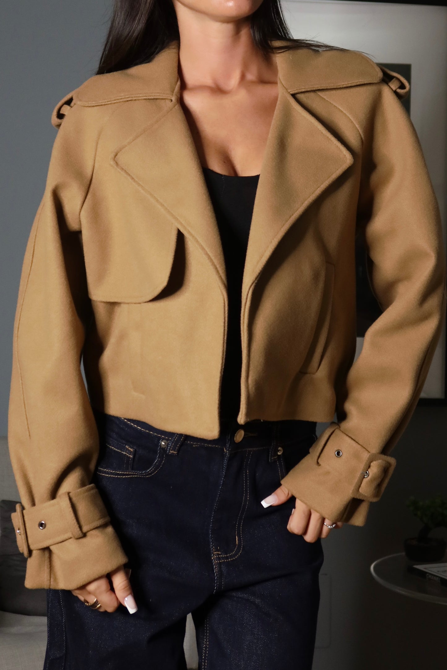 Cappotto corto Cammello