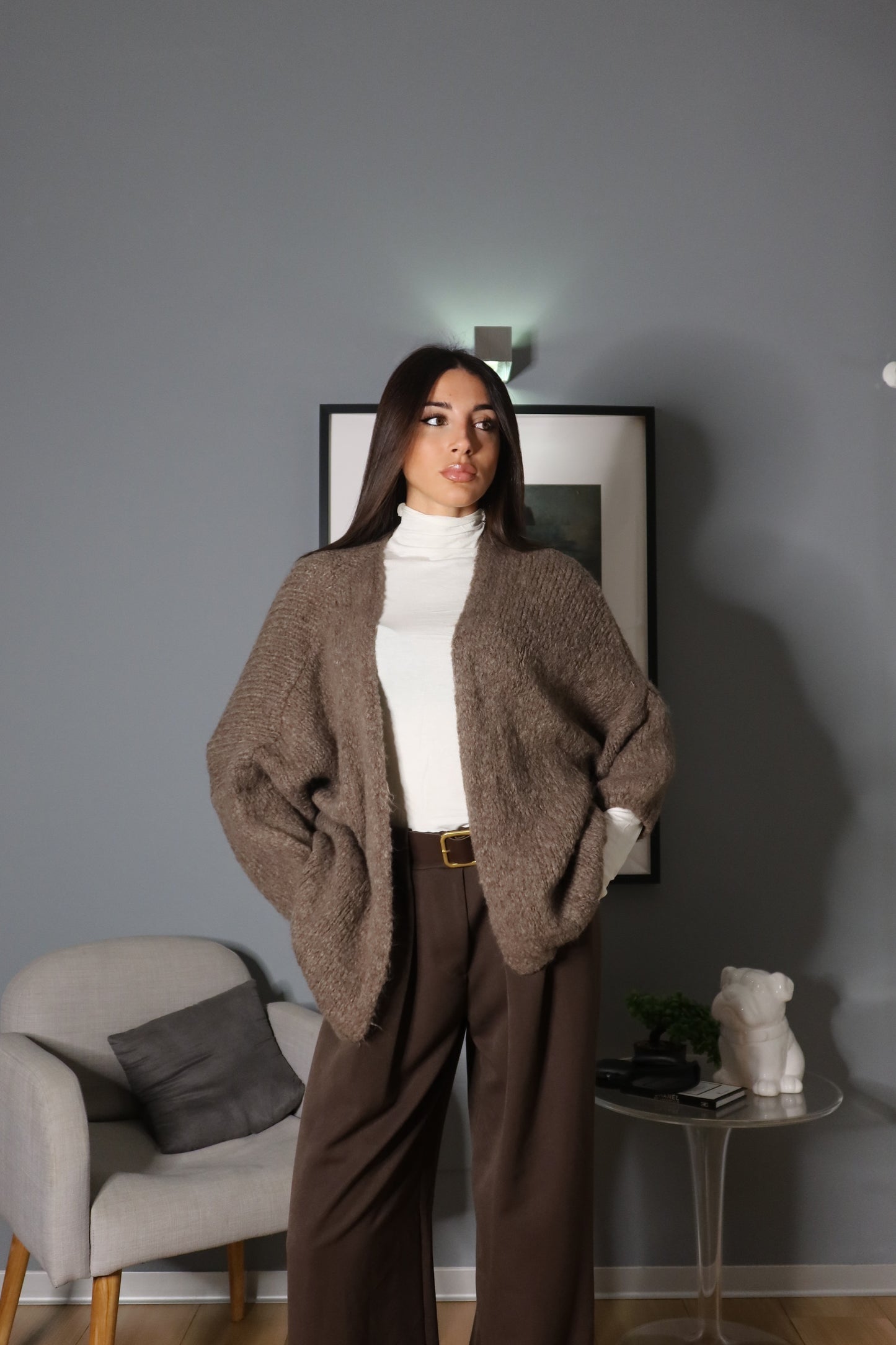 Cardigan Monica (fango / panna)