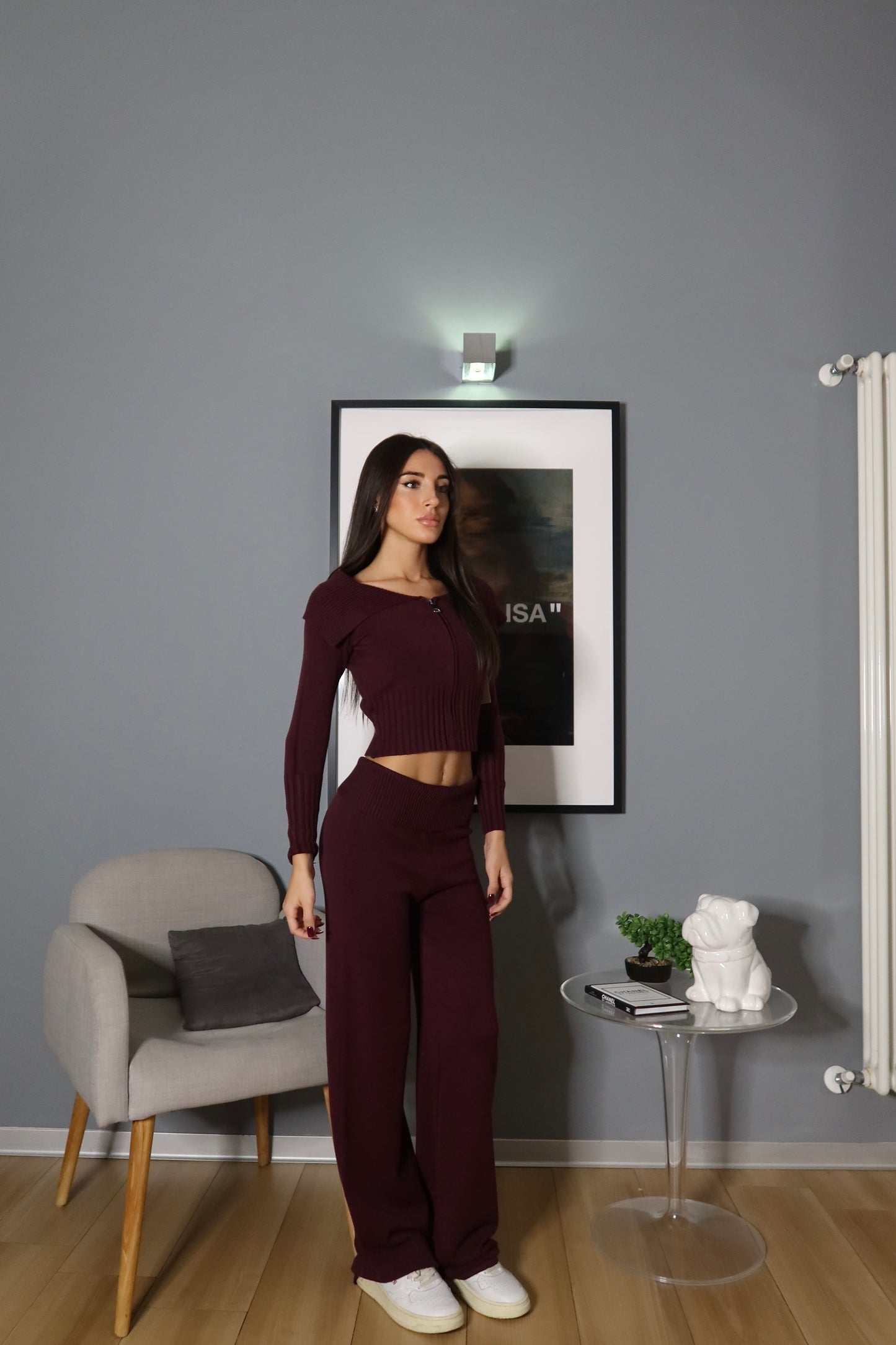 Maglia con zip Diletta Bordeaux