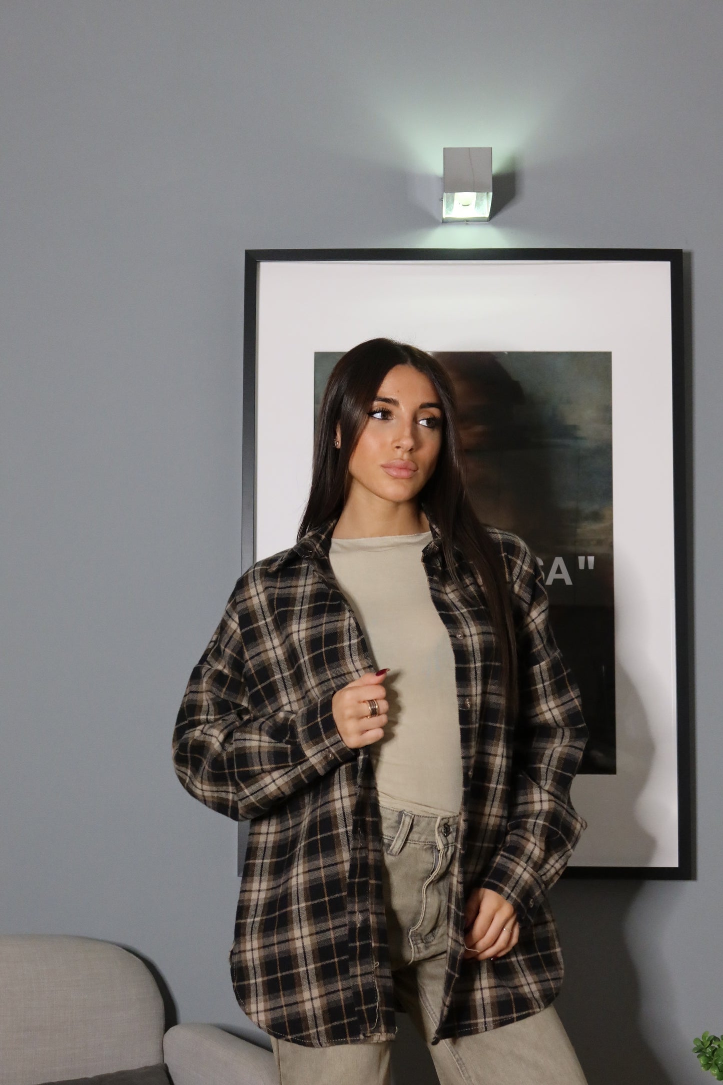 Camicia a quadri (nera / marrone)