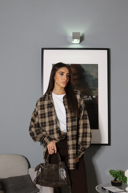 Camicia a quadri (nera / marrone)