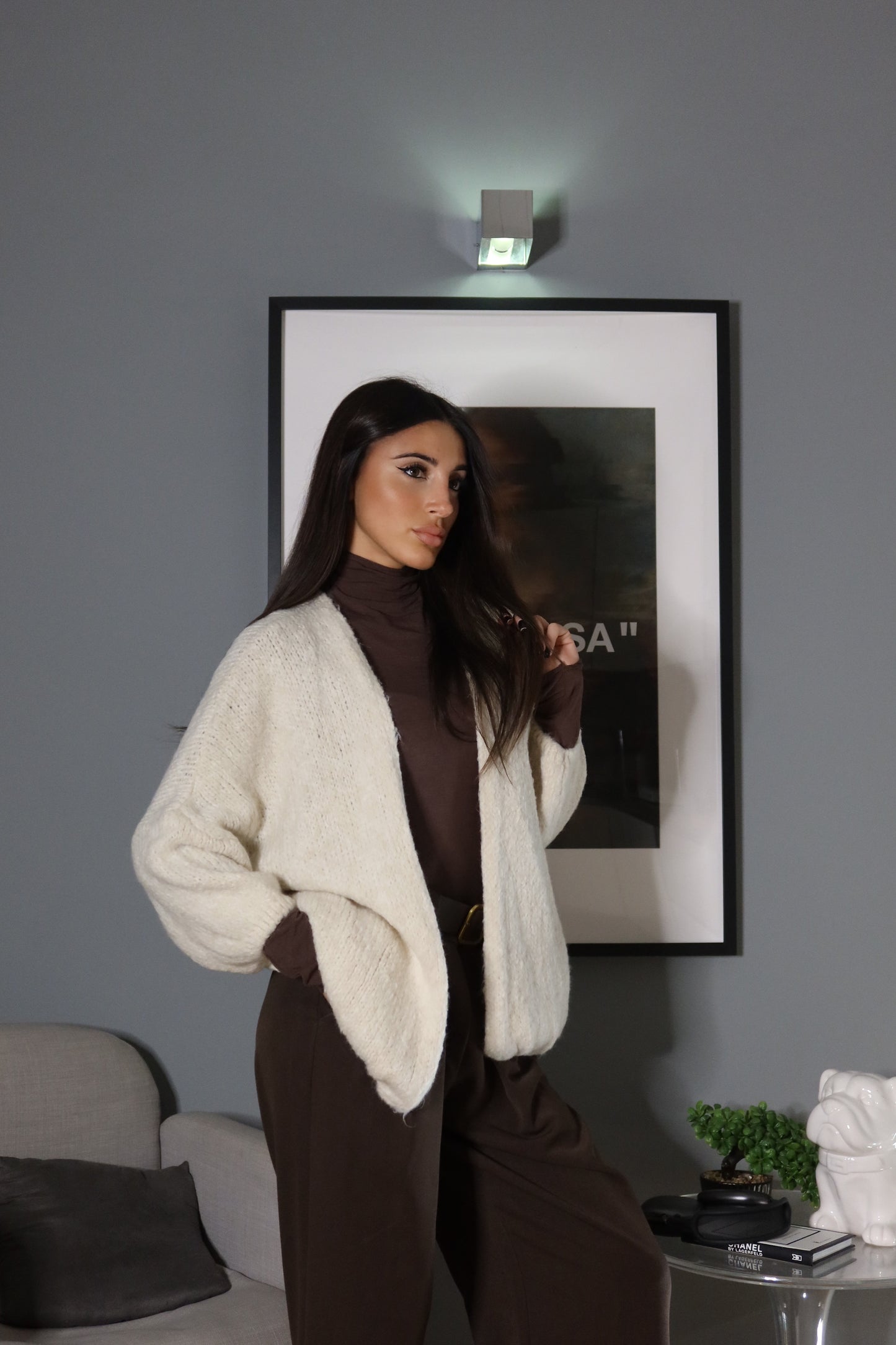 Cardigan Monica (fango / panna)