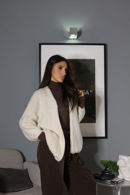 Cardigan Monica (fango / panna)
