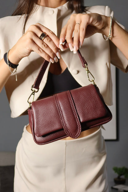 Mini bag Parigi (cuoio / senape / bordeaux)