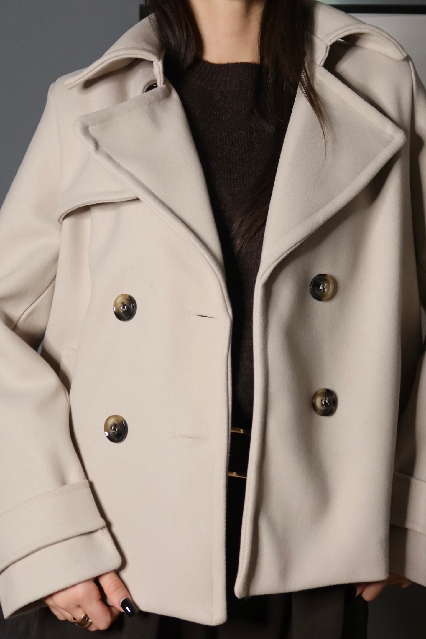 Cappotto corto Giulia Marrone / Panna