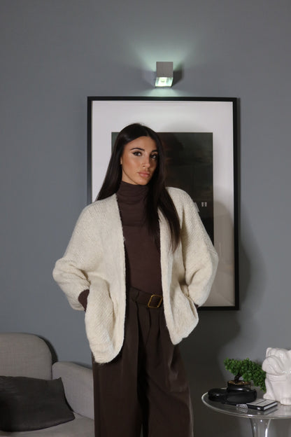 Cardigan Monica (fango / panna)