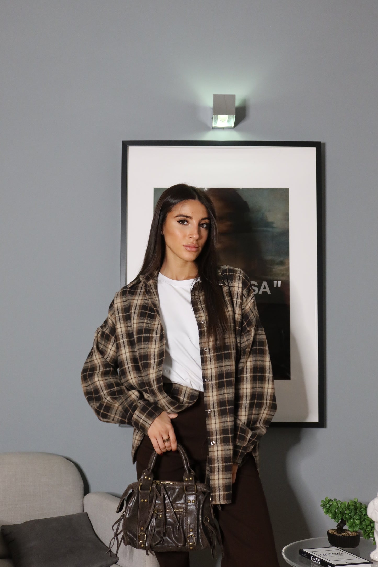 Camicia a quadri (nera / marrone)