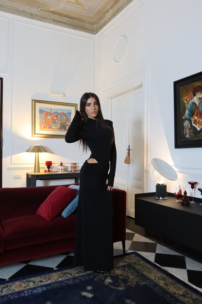 Abito lungo Mavi (nero / bordeaux)