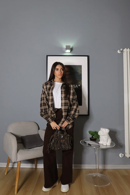 Camicia a quadri (nera / marrone)