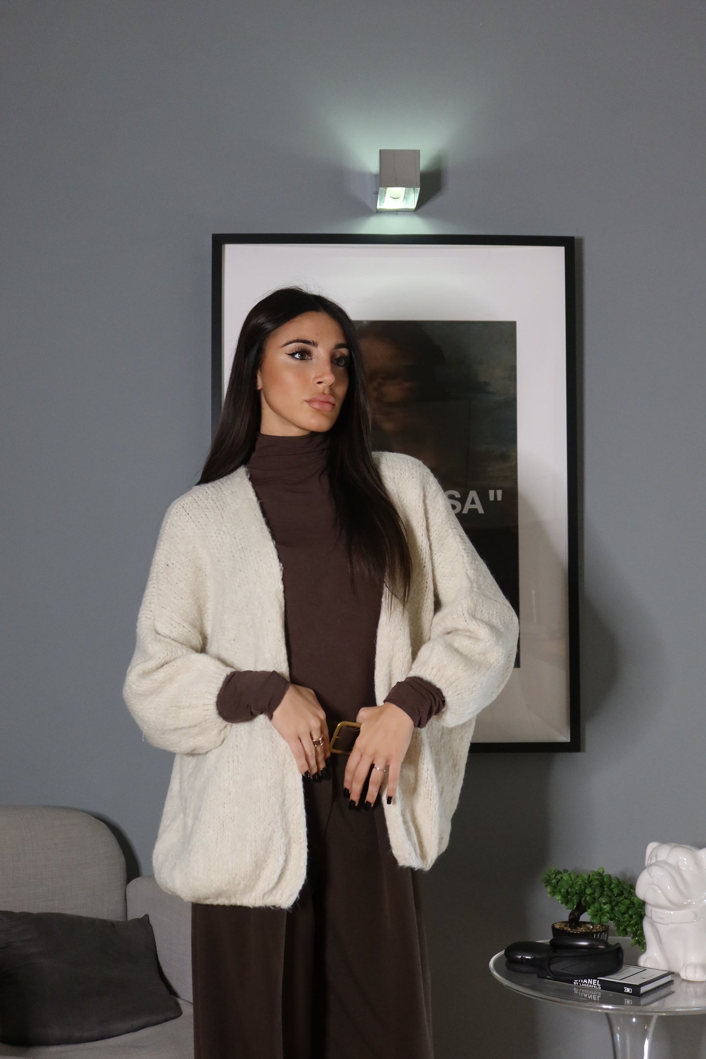 Cardigan Monica (fango / panna)