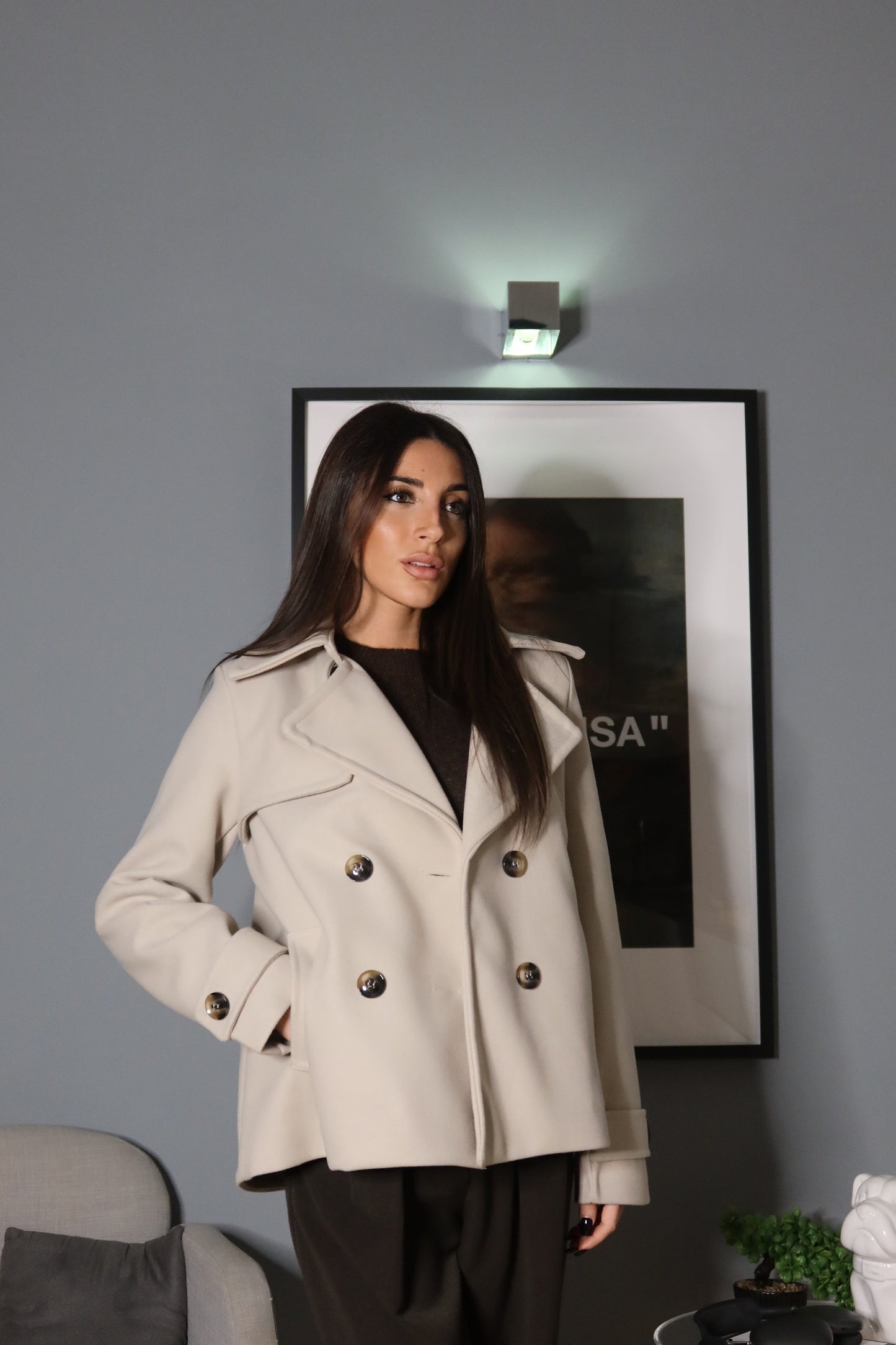 Cappotto corto Giulia Marrone / Panna