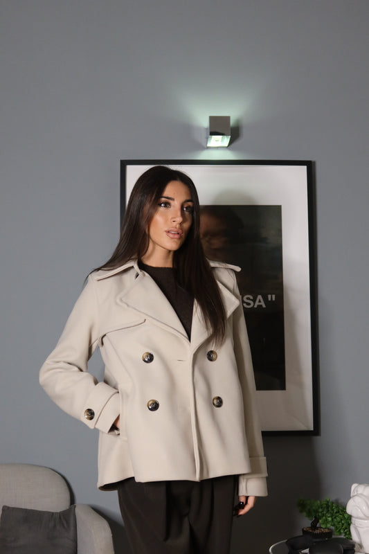 Cappotto corto Giulia Marrone / Panna