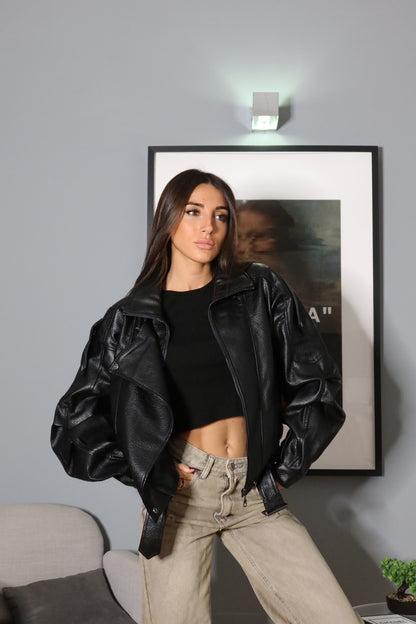 Giubbotto in Ecopelle Nero