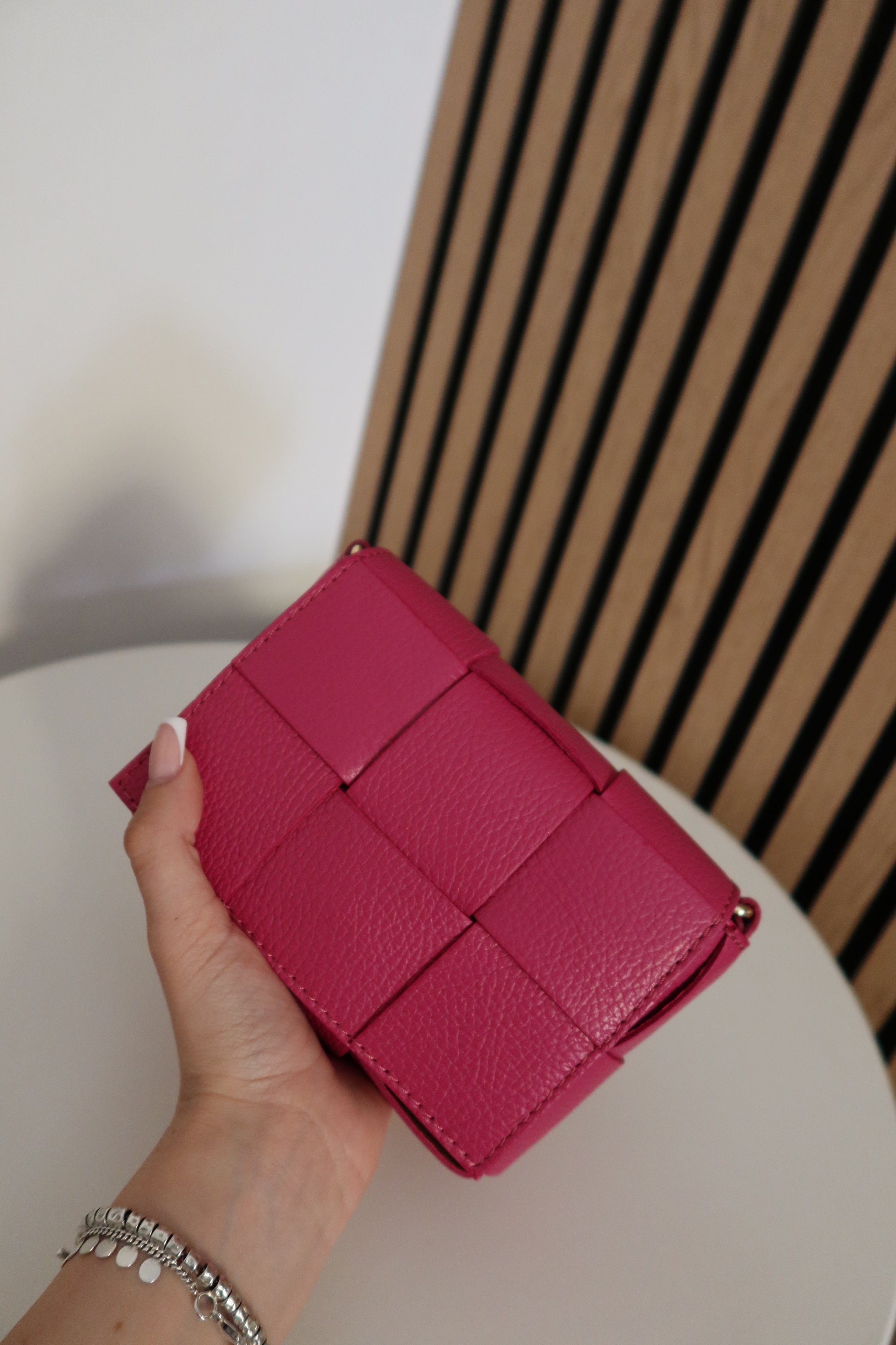 Borsa Pochette Intreccio (arancione / fucsia / beige)