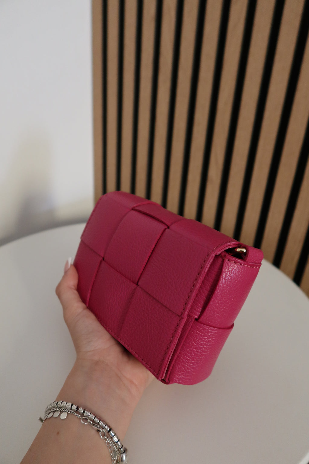 Borsa Pochette Intreccio (arancione / fucsia / beige)