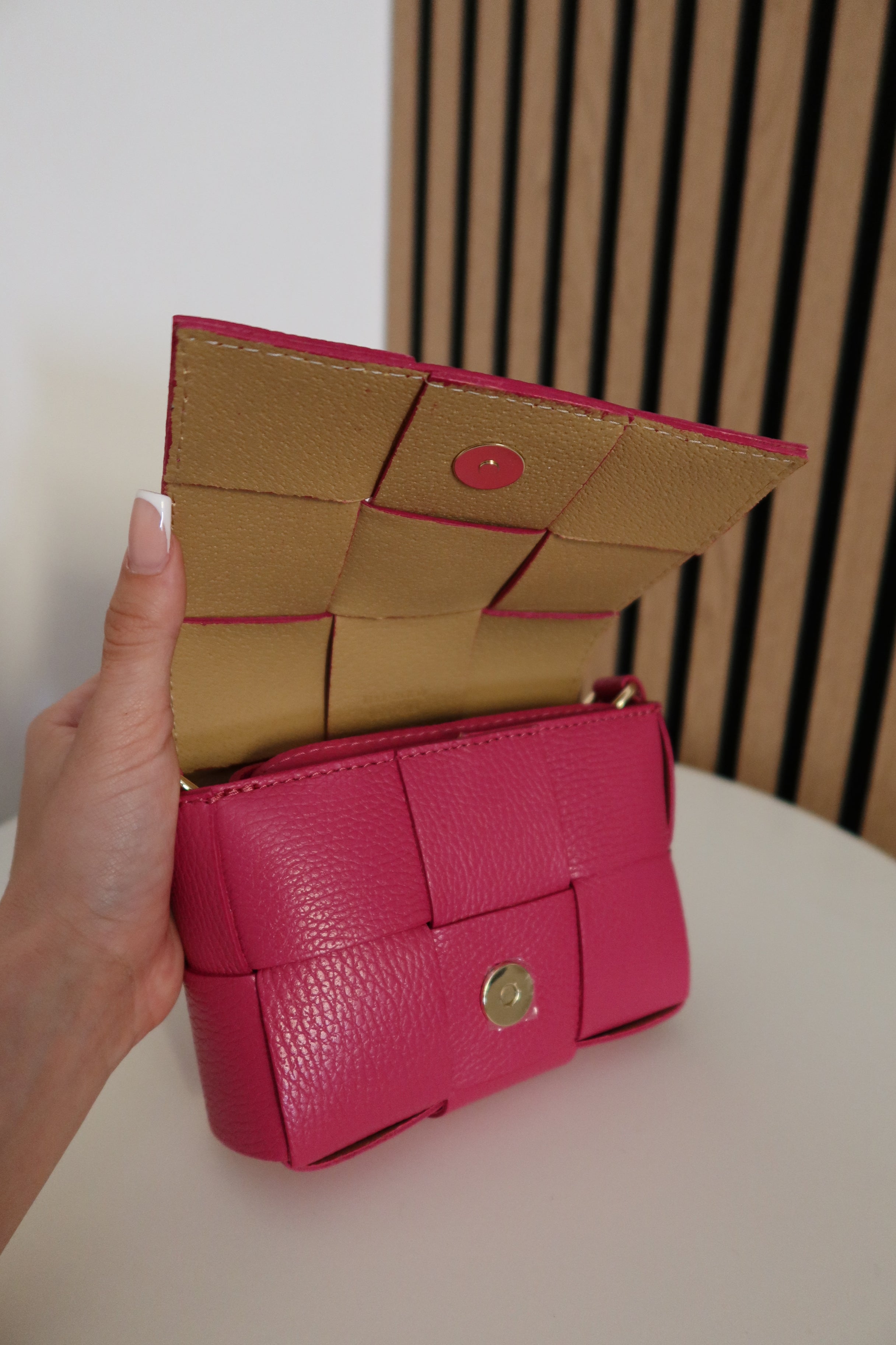 Borsa Pochette Intreccio (arancione / fucsia / beige)