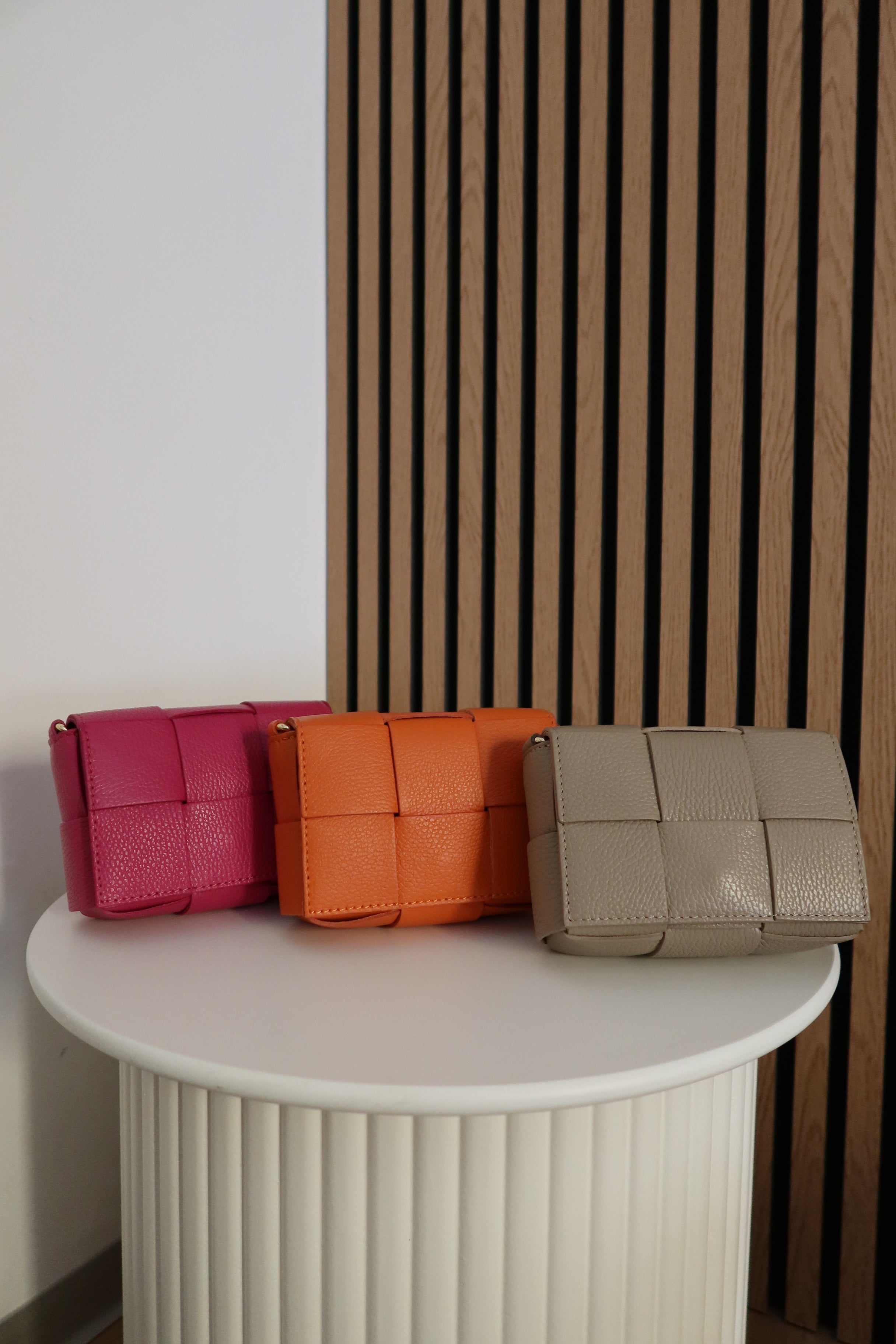 Borsa Pochette Intreccio (arancione / fucsia / beige)