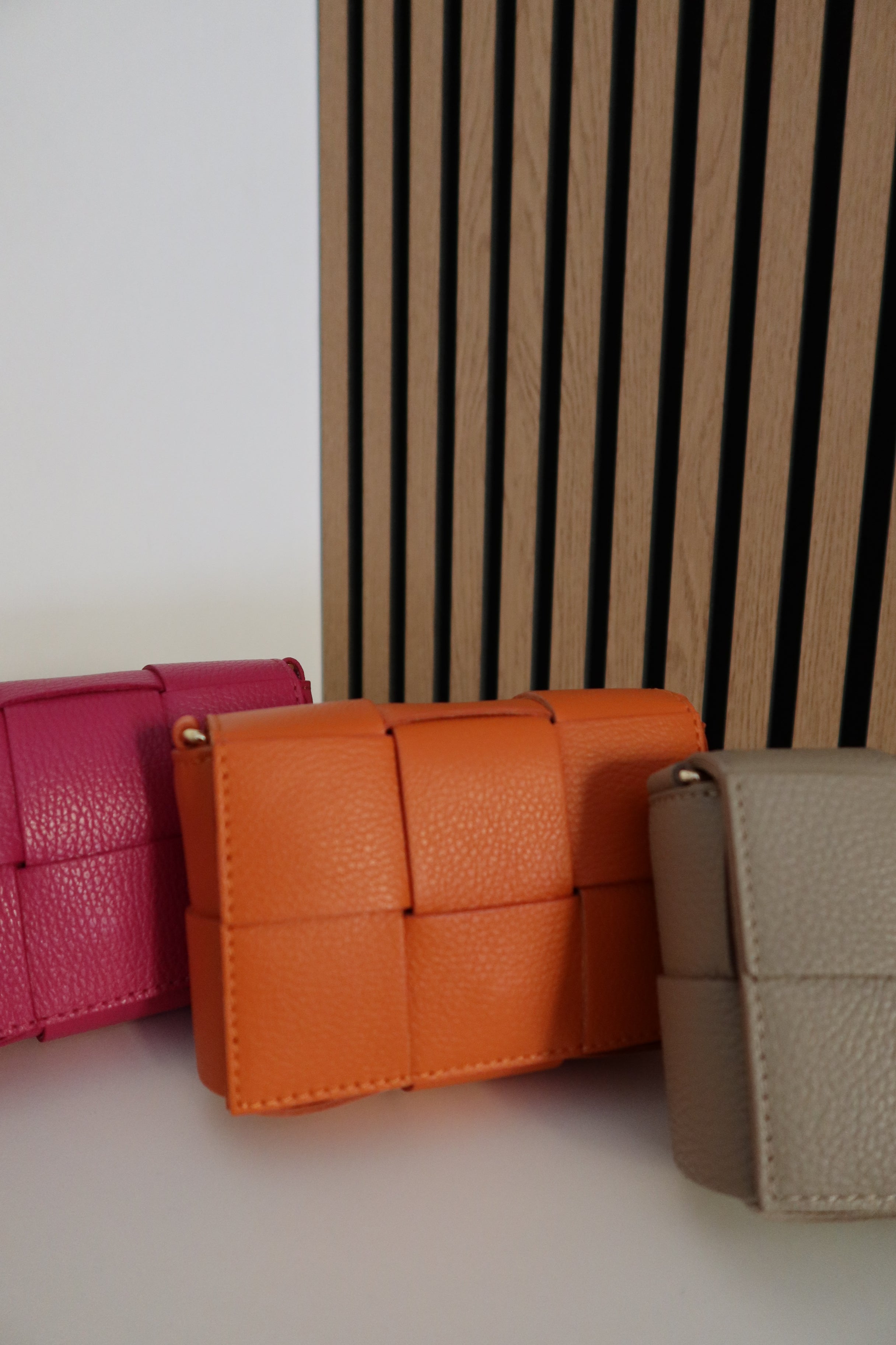 Borsa Pochette Intreccio (arancione / fucsia / beige)