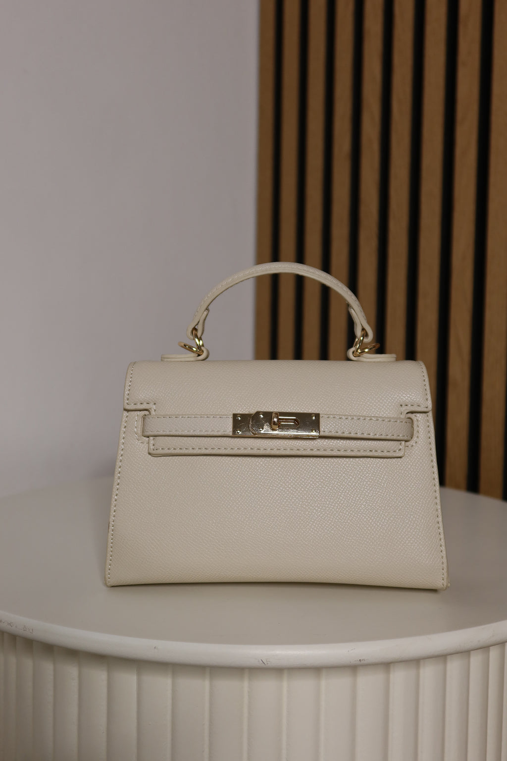 Borsa mini Kelly (cuoio / ceruleo / panna)