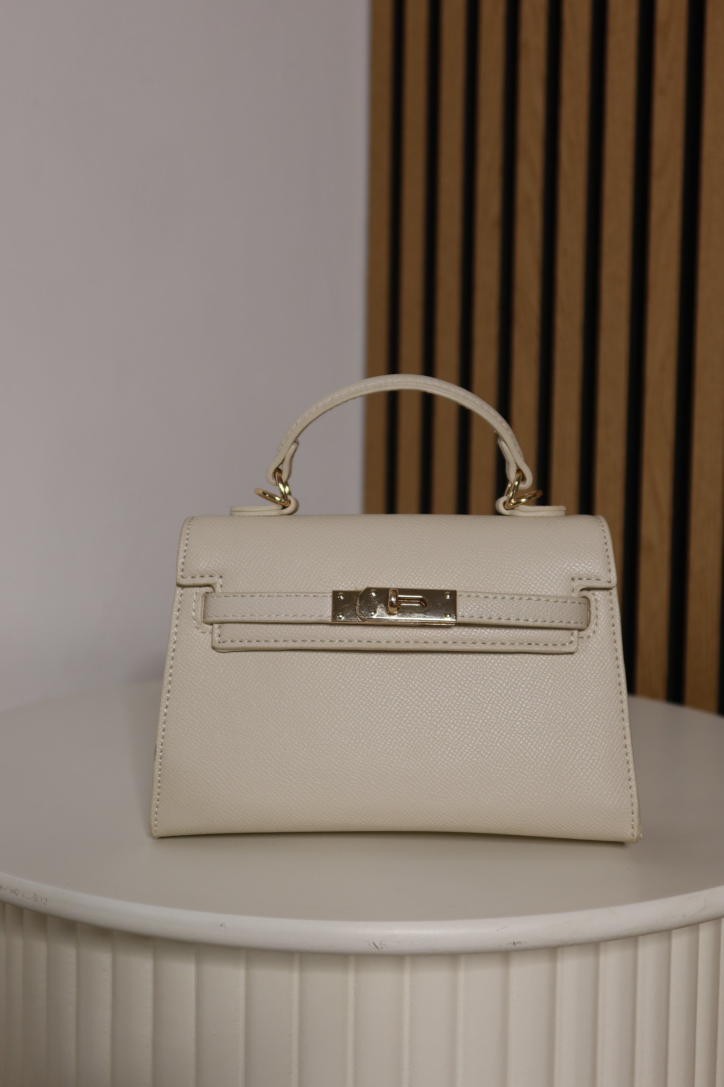 Borsa mini Kelly (cuoio / ceruleo / panna)