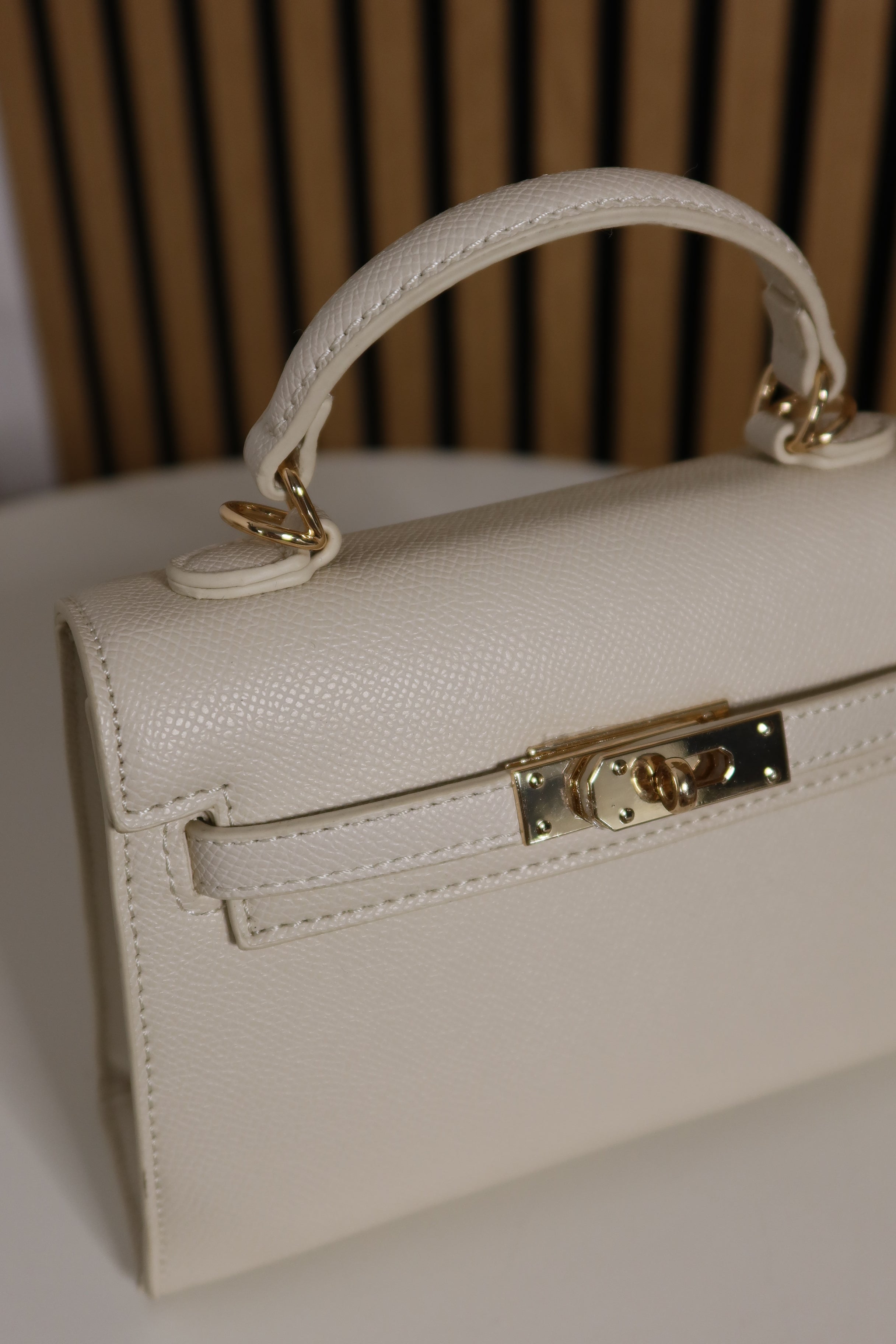Borsa mini Kelly (cuoio / ceruleo / panna)
