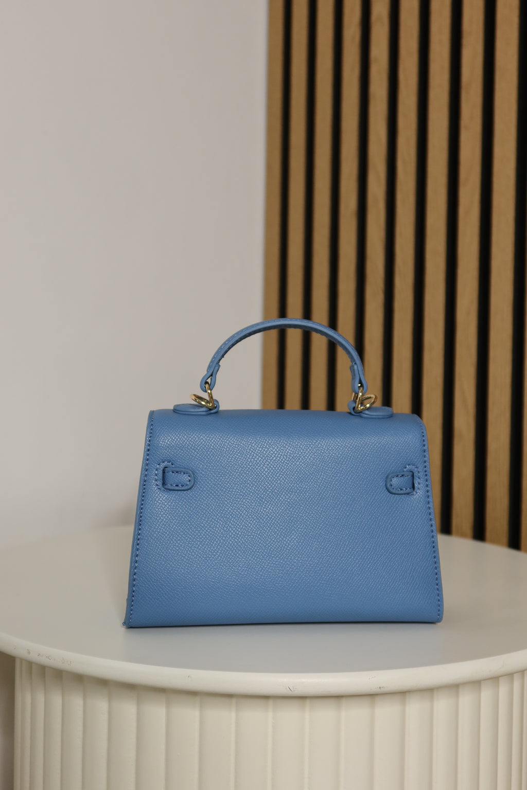 Borsa mini Kelly (cuoio / ceruleo / panna)