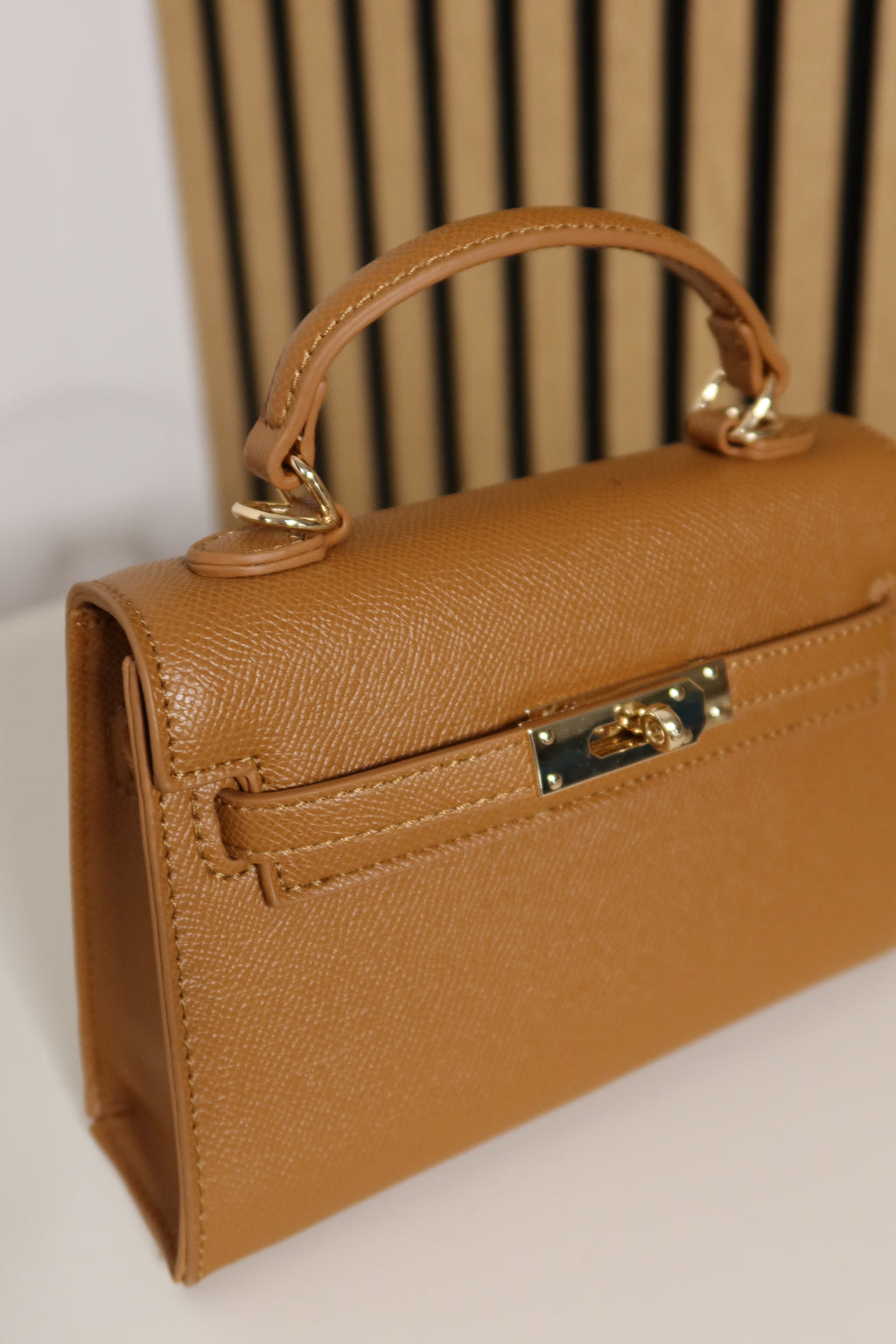Borsa mini Kelly (cuoio / ceruleo / panna)